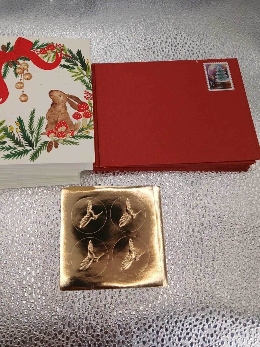 Papyrus Woodland Rabbit Mushrooms 20 Note Cards forever stamped Envelopes Seals